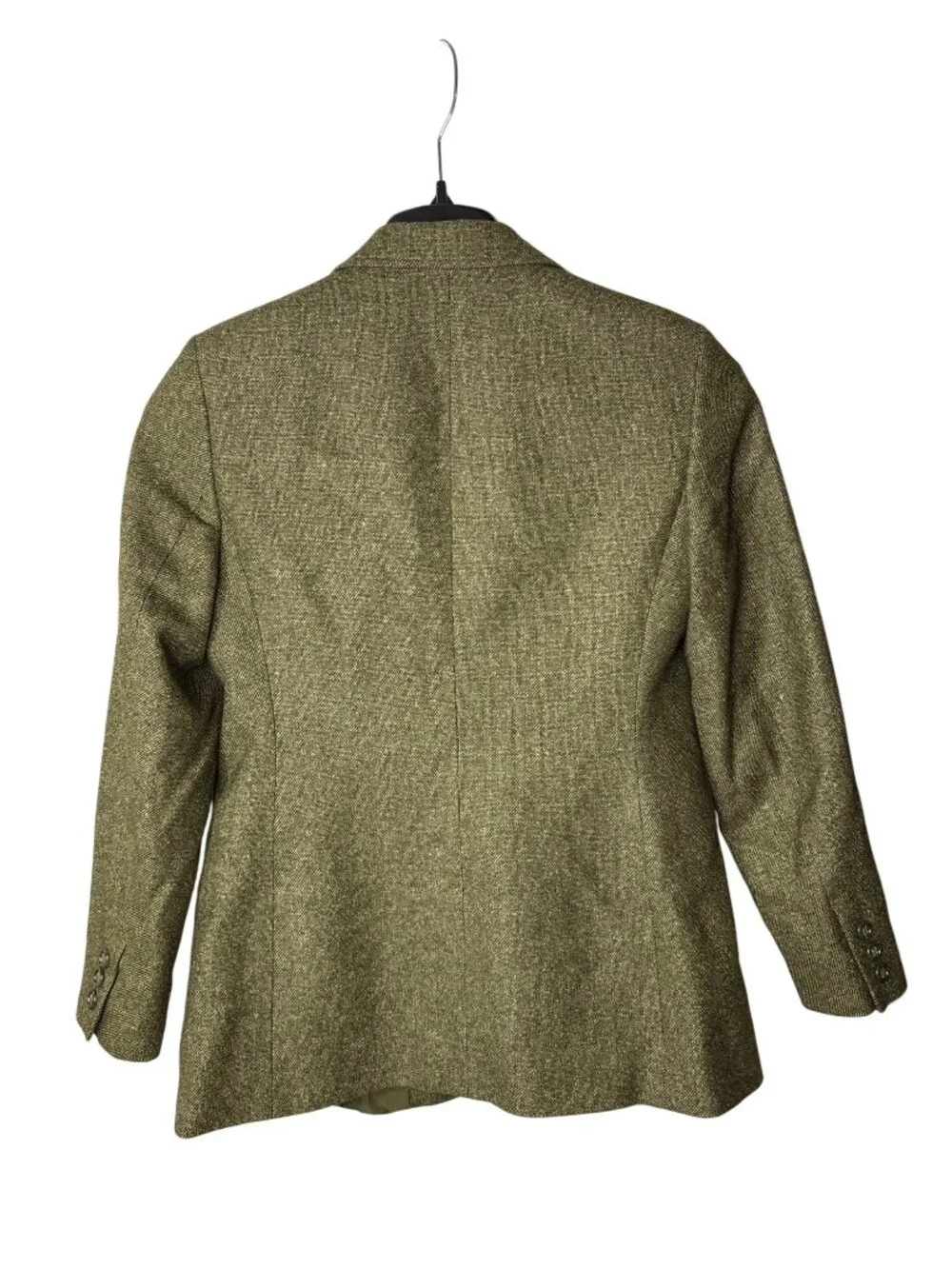 Talbots Petites Blazer Size 4P Lined Green Vintage 90s Wool Silk Nylon Italian